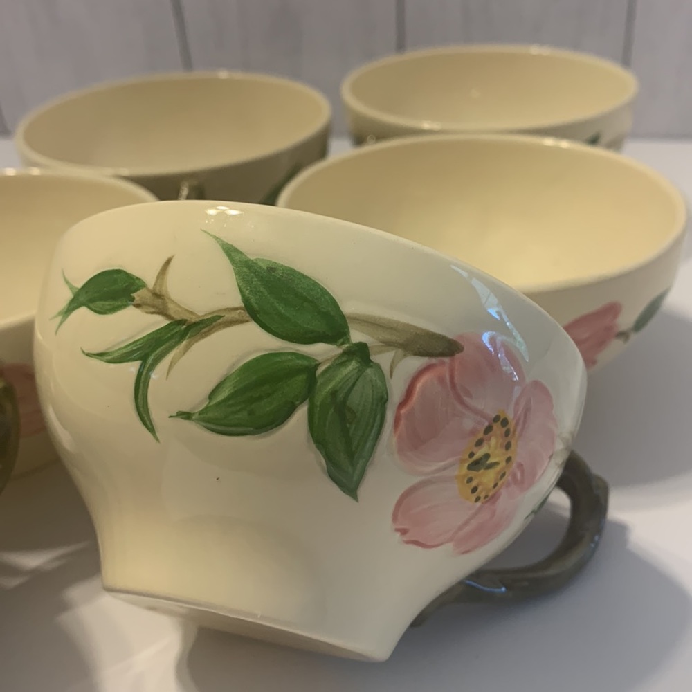 Vintage Franciscan Desert Rose teacups. Set of six.